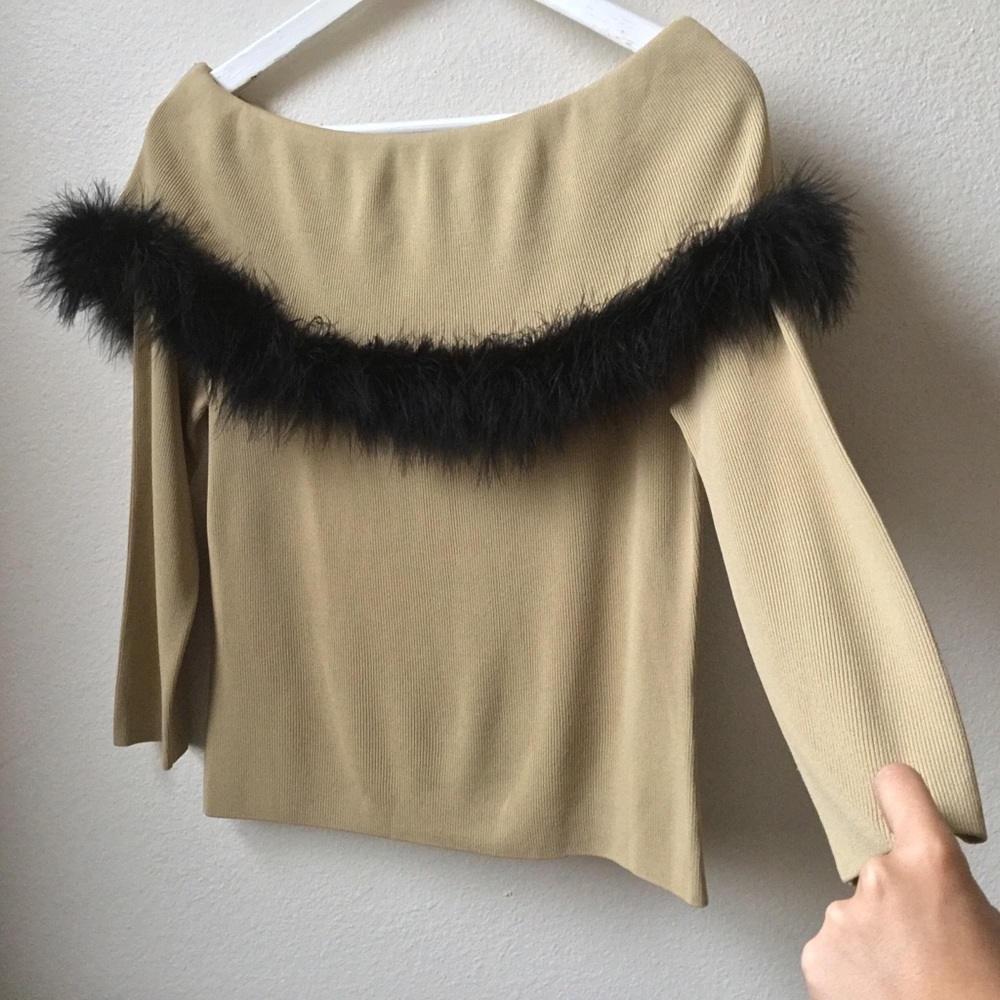 Off-The-Shoulder Feather Top